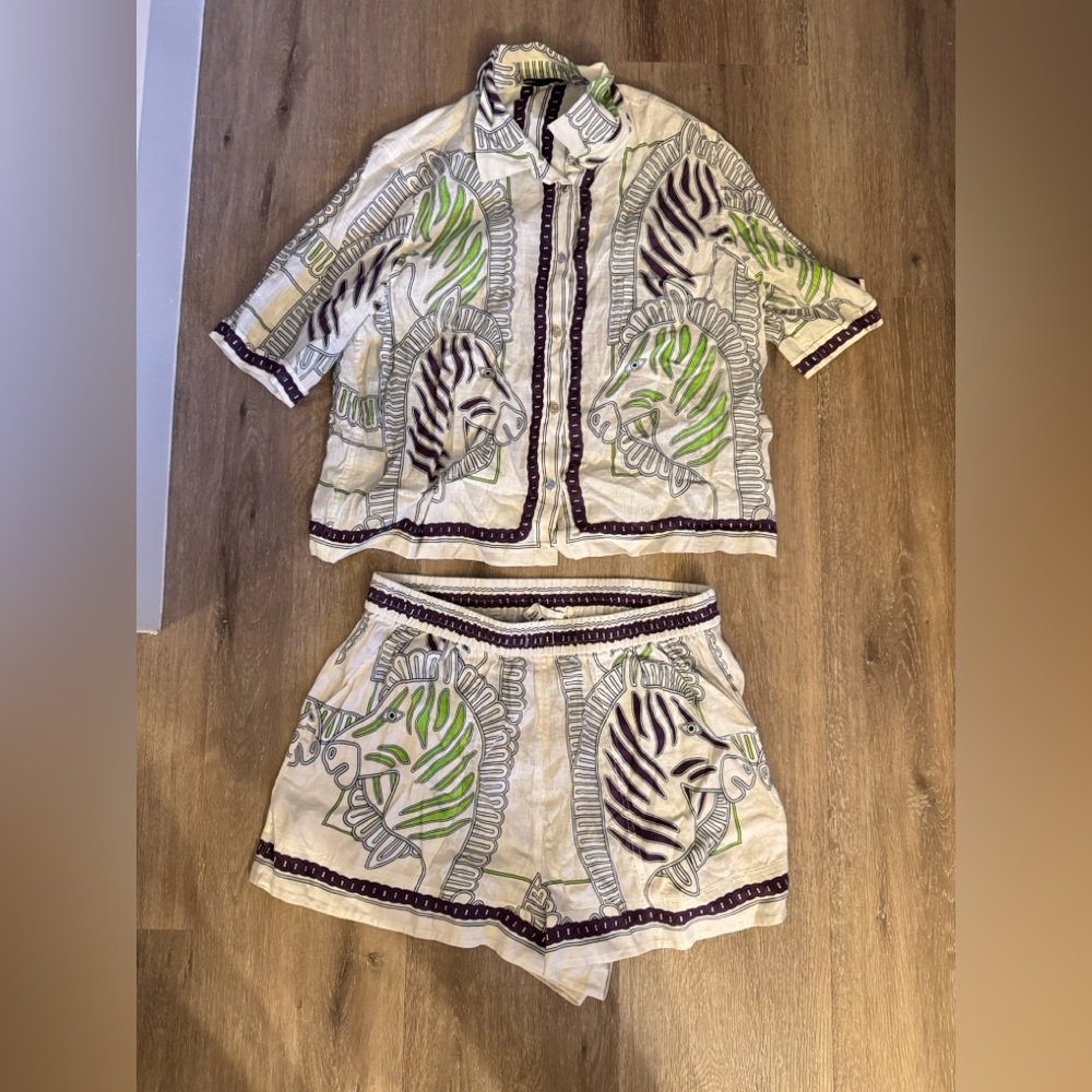 Tory Burch Zebra Print Shirt and Shorts Set - Picture 5 of 7